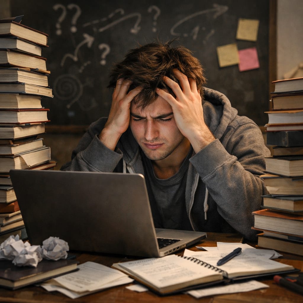 Student ist frustriert und hat eine Lernblockade